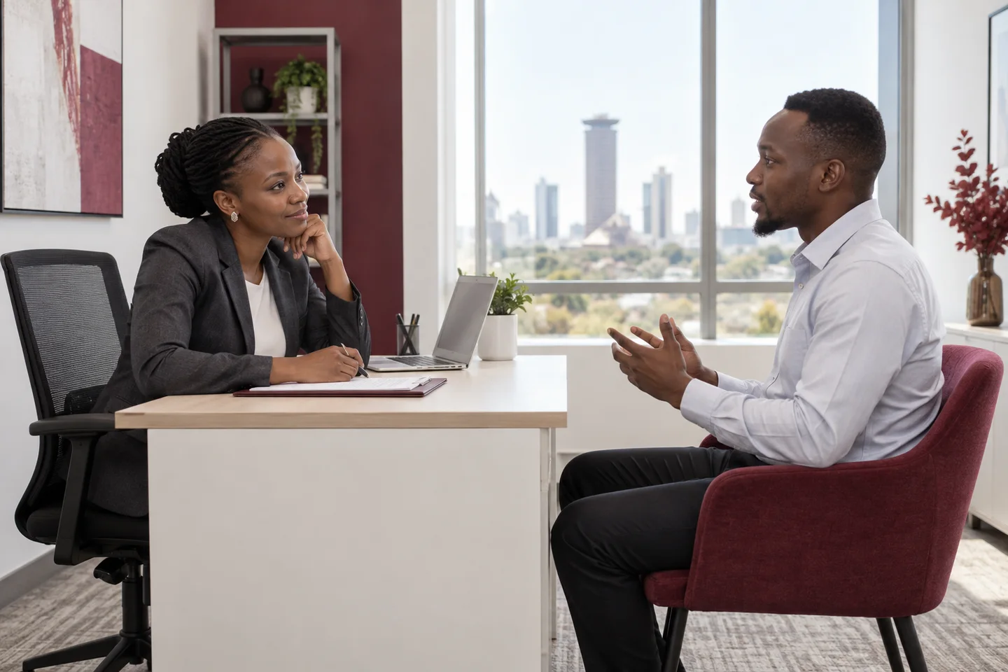 Illustrative recruitment interview between a hiring manager and candidate